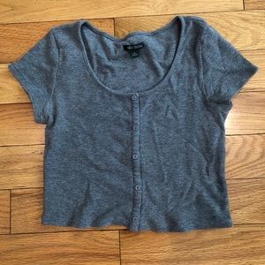 Grey button down crop top